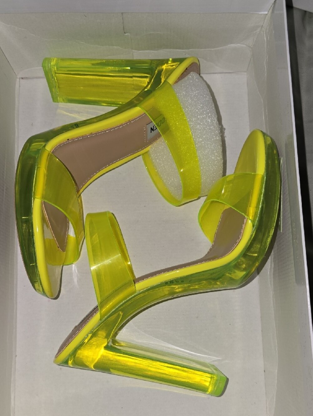 Steve Madden Glassy Lime Transparent Block Heel Sandals